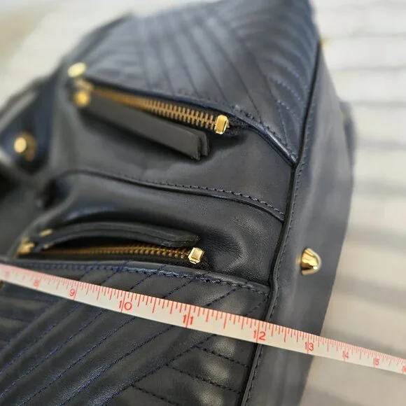 A. Bellucci Blue Leather Drawstring Bag - Picture 12 of 16